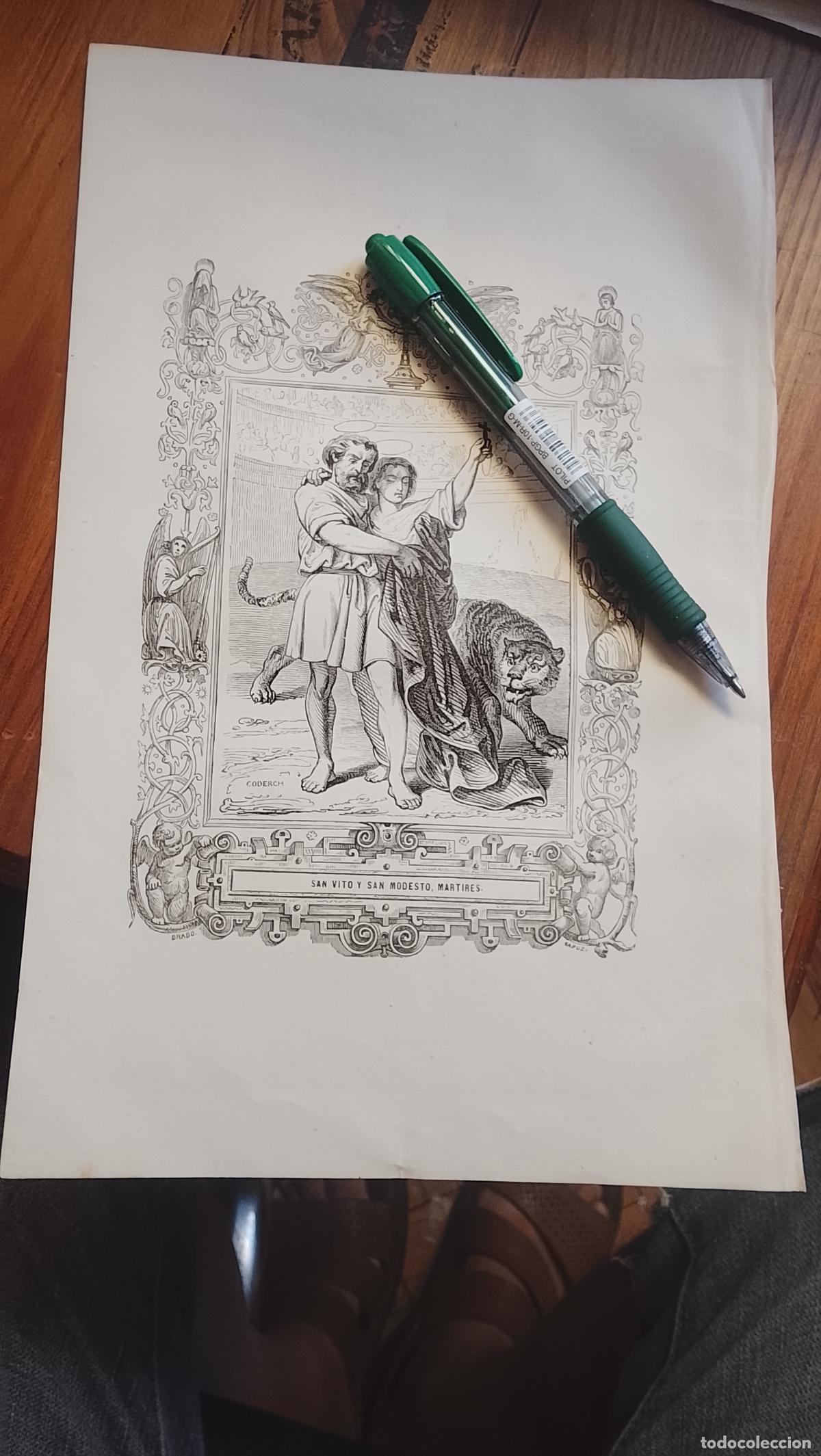 Arte: plancha Grabado de a&ntilde;o 1849 - SAN VITO Y SAN MODESTO MARTIRES