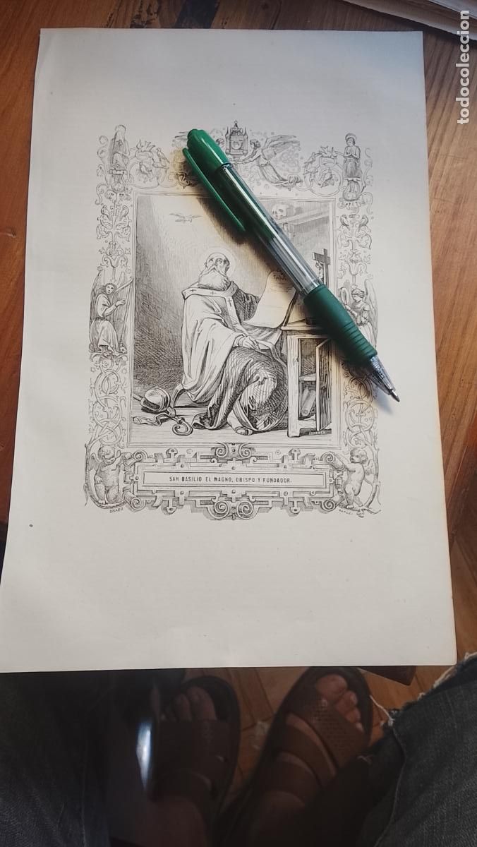 Arte: plancha Grabado de a&ntilde;o 1849 - SAN BASILIO EL MAGNO OBISPO FUNDADOR
