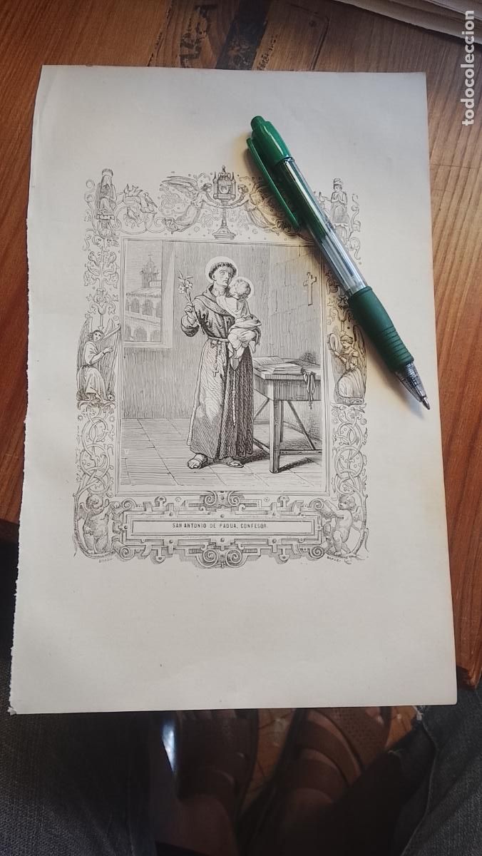 Arte: plancha Grabado de a&ntilde;o 1849 - SAN ANTONIO DE PADUA , CONFESOR
