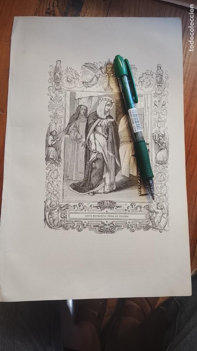 Arte: plancha Grabado de a&ntilde;o 1849 - SANTA MARGARITA REINA