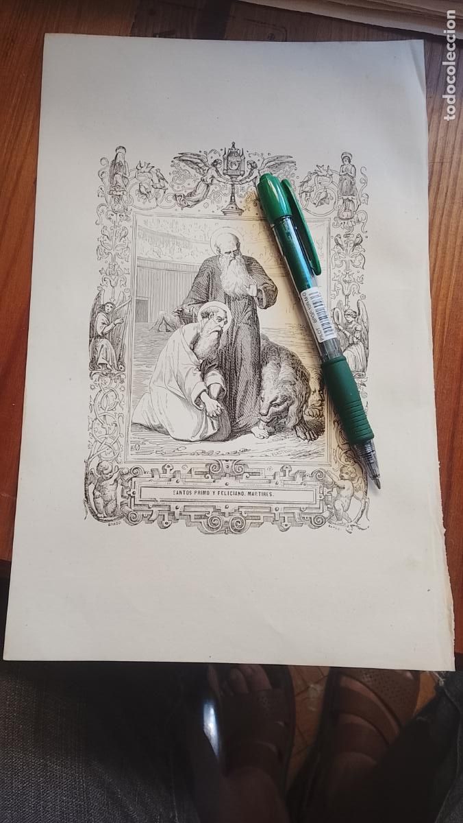 Arte: plancha Grabado de a&ntilde;o 1849 - SAN PRIMO Y FELICIANO