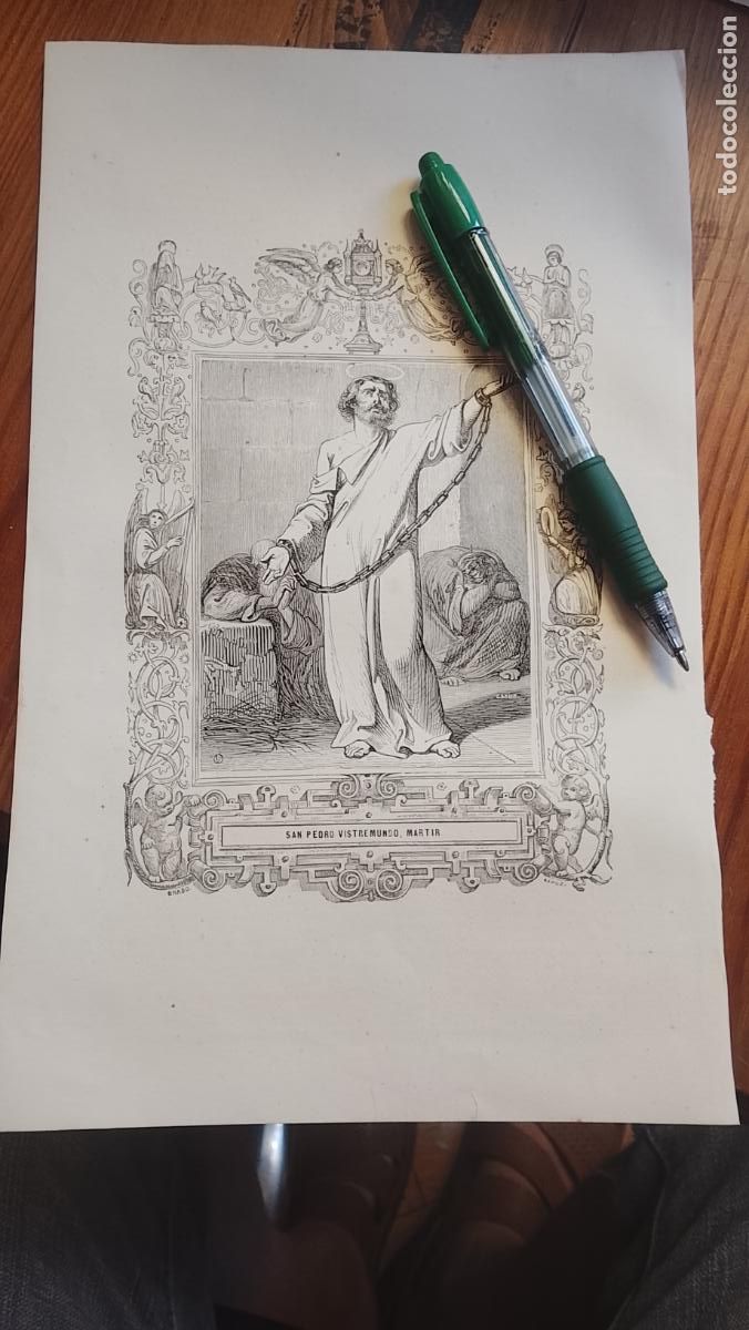 Arte: plancha Grabado de a&ntilde;o 1849 - SAN PEDRO VISTREMUNDO MARTIR