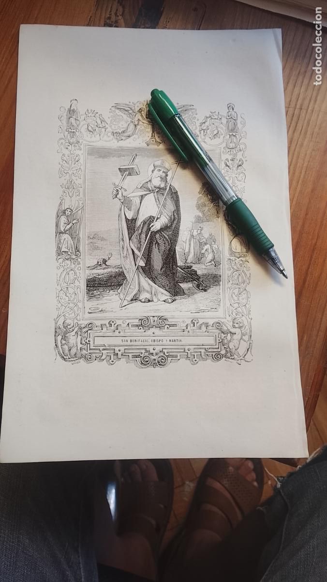 Arte: plancha Grabado de a&ntilde;o 1849 - SAN BONIFACIO OBISPO Y MARTIR