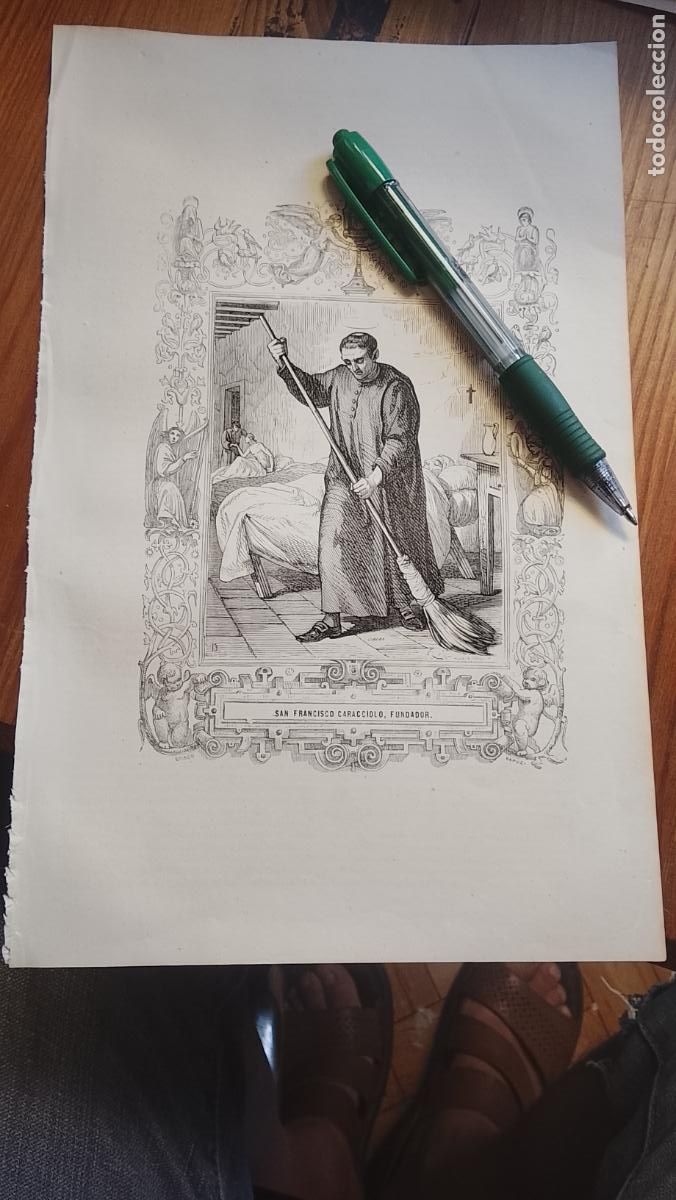 Arte: plancha Grabado LITOGRAFICO del a&ntilde;o 1849 - SAN FRANCISCO CARACCIOLO FUNDADOR