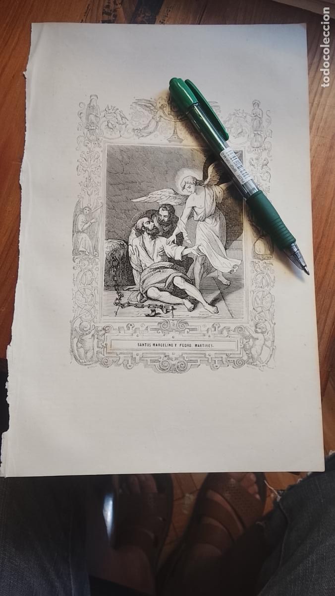 Arte: plancha Grabado LITOGRAFICO del a&ntilde;o 1849 - SAN MARCELINO Y SAN PEDRO