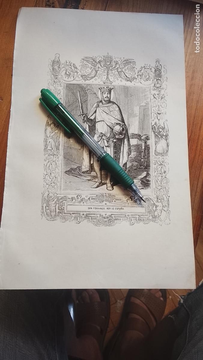 Arte: plancha Grabado LITOGRAFICO del a&ntilde;o 1849 - SAN FERNANDO REY DE ESPA&Ntilde;A