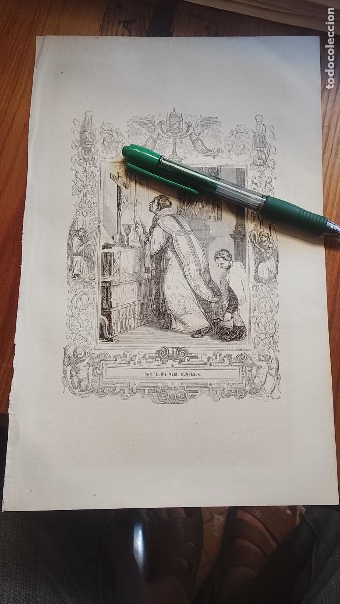 Arte: plancha Grabado LITOGRAFICO del a&ntilde;o 1849 - SAN FELIPER NERI CONFESOR