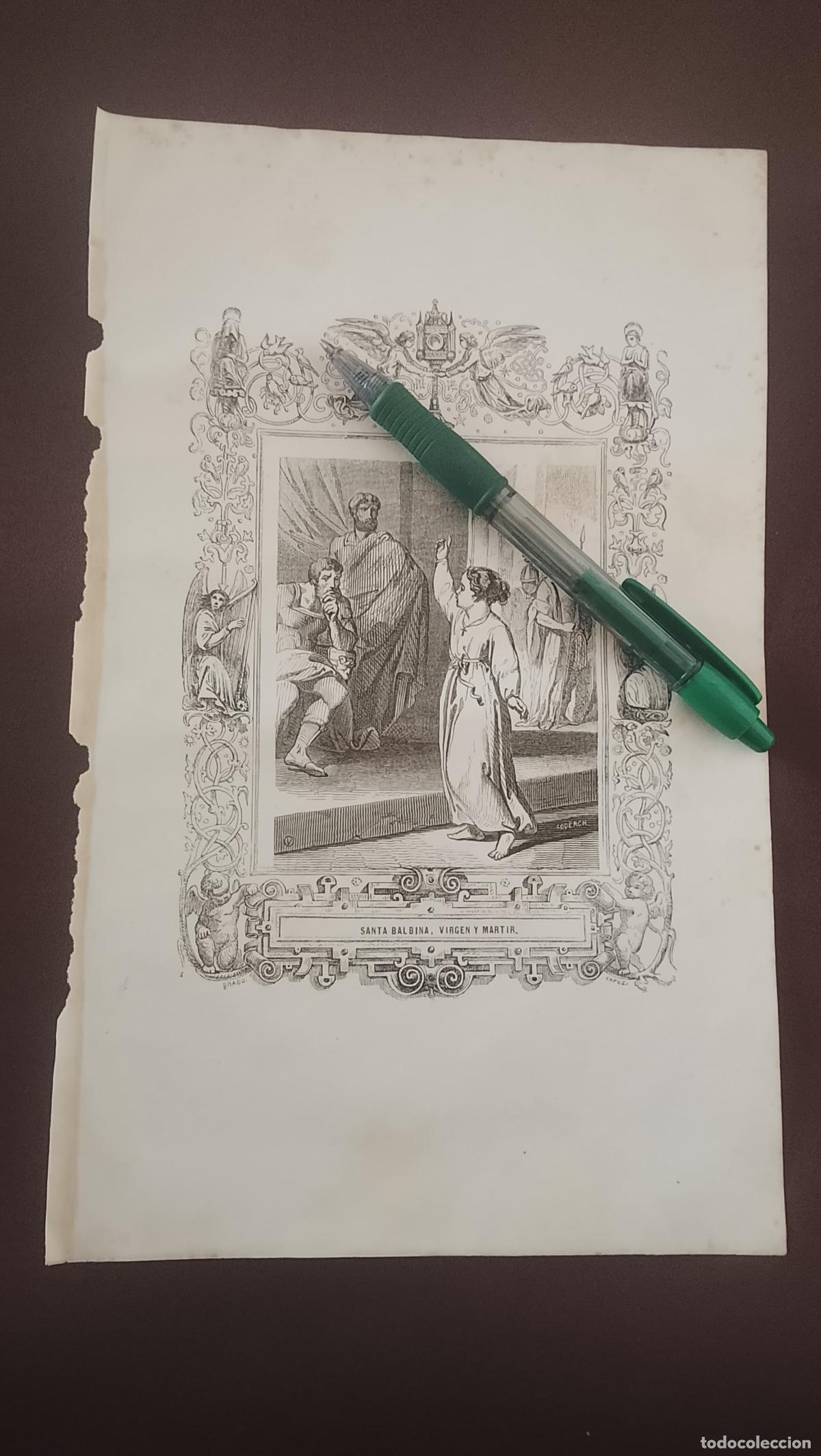 Arte: plancha Grabado LITOGRAFICO del a&ntilde;o 1849 - SANTA BALBINA VIRGEN