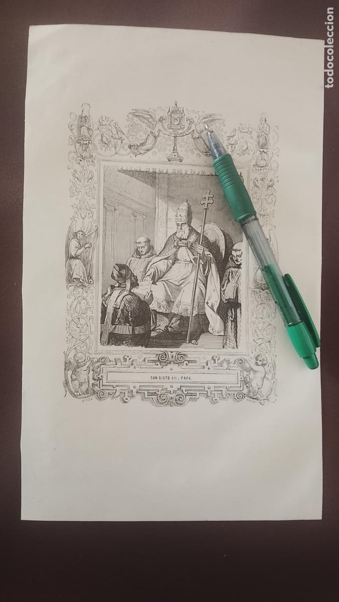 Arte: plancha Grabado LITOGRAFICO del a&ntilde;o 1849 - EL PAPA SAN SISTO III