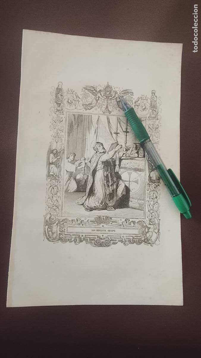 Arte: plancha Grabado LITOGRAFICO del a&ntilde;o 1849 - SAN RUPERTO OBISPO