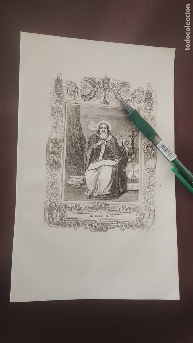 Arte: plancha Grabado LITOGRAFICO del a&ntilde;o 1849 - SAN BRAULIO