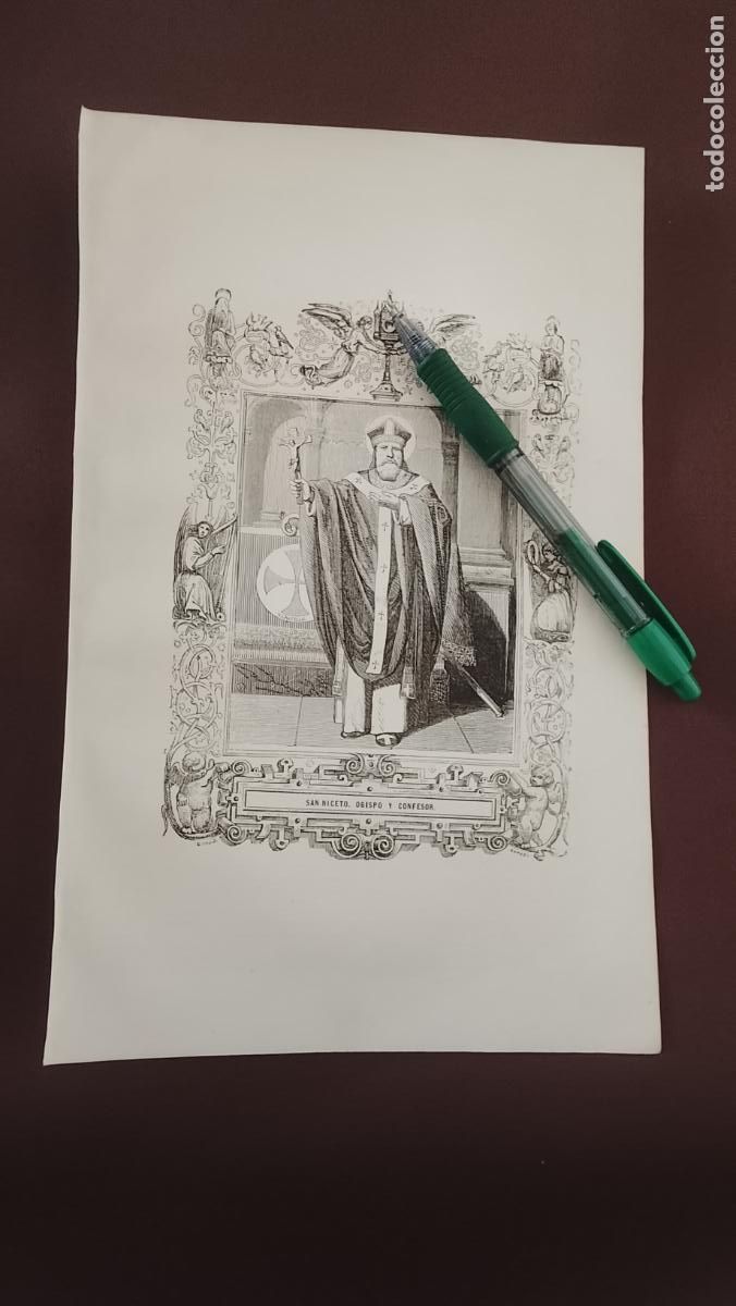 Arte: plancha Grabado LITOGRAFICO del a&ntilde;o 1849 - SAN NICETO