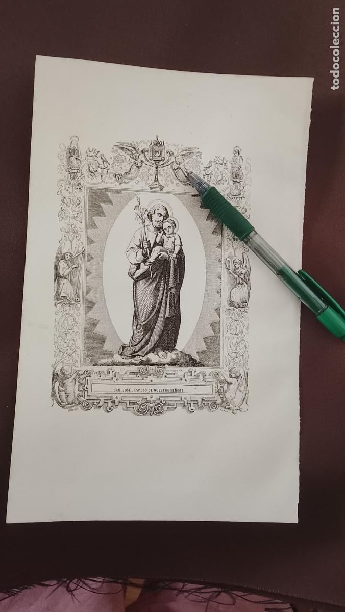 Arte: plancha Grabado LITOGRAFICO del a&ntilde;o 1849 - SAN JOSE ESPOSO DE LA VIRGEN