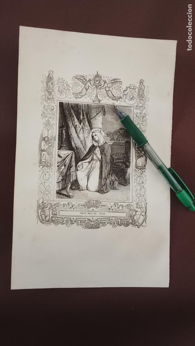Arte: plancha Grabado LITOGRAFICO del a&ntilde;o 1849 - SANTA MATILDE REINA