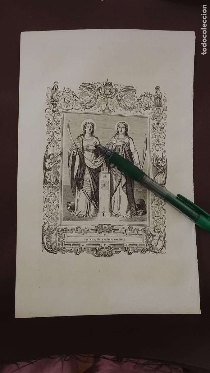 Arte: plancha Grabado LITOGRAFICO del a&ntilde;o 1849 - SANTA JUSTA Y RUFINA MARTIRES