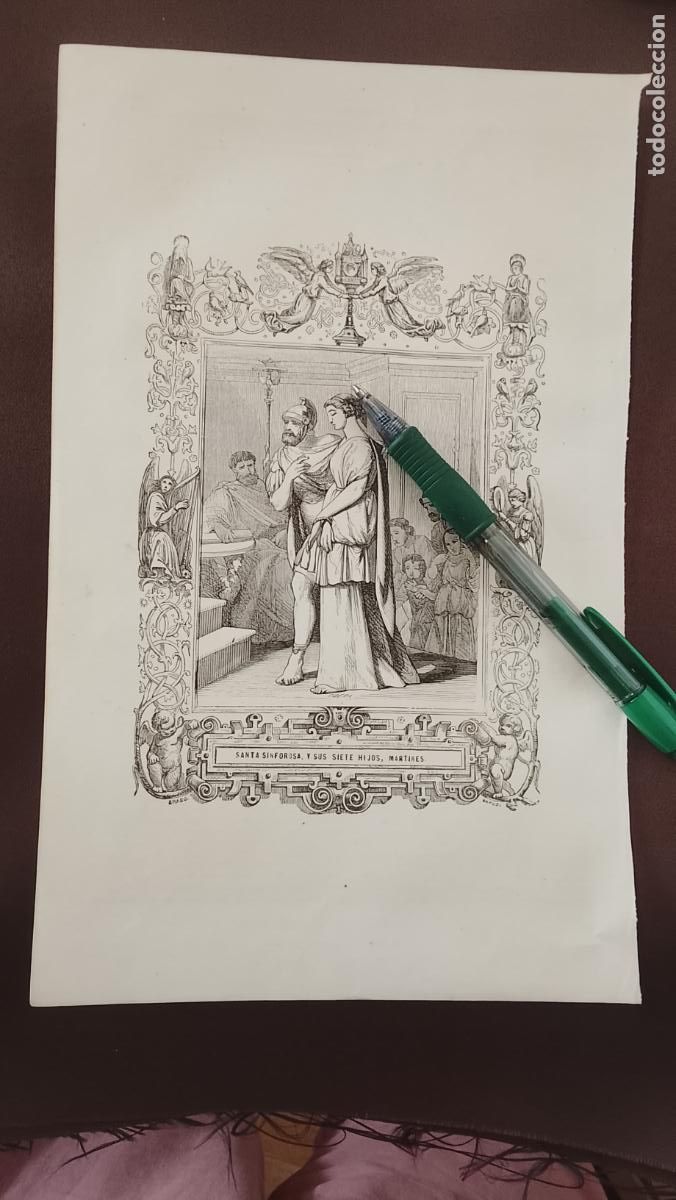 Arte: plancha Grabado LITOGRAFICO del a&ntilde;o 1849 - SANTA SINFOROSA Y SUS SIETE HIJOS
