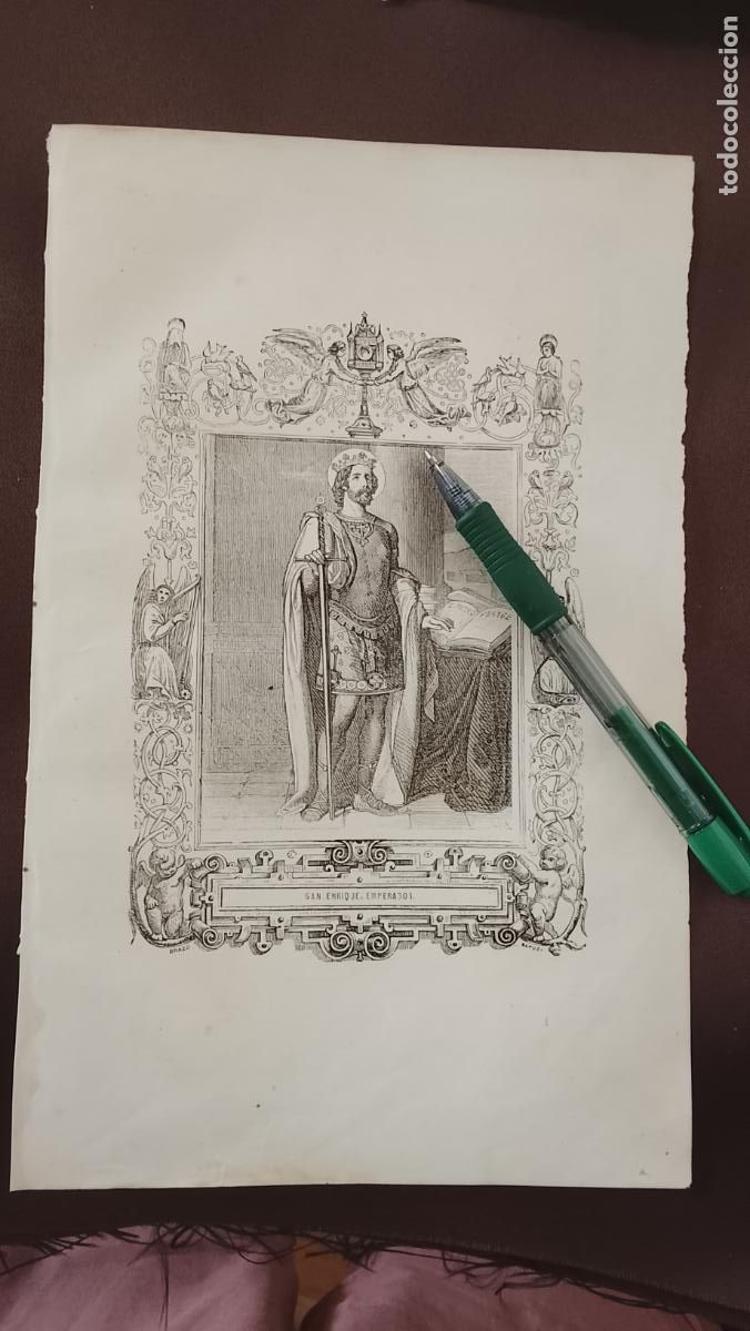 Arte: plancha Grabado LITOGRAFICO del a&ntilde;o 1849 - SAN ENRIQUE EMPERADOR