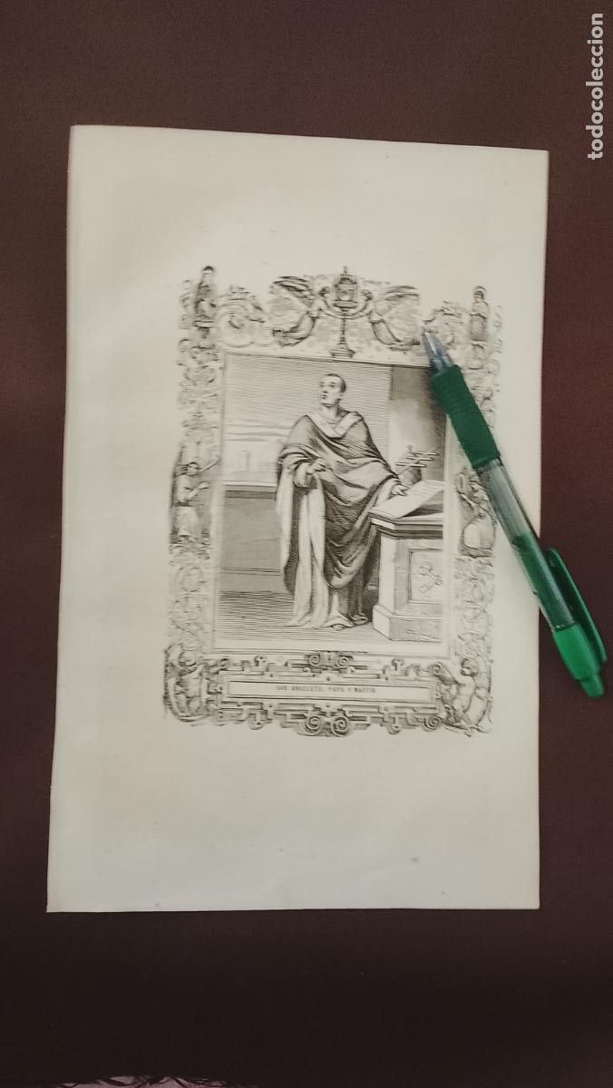 Arte: plancha Grabado LITOGRAFICO del a&ntilde;o 1849 - PAPA SAN ANACLETO MARTIR