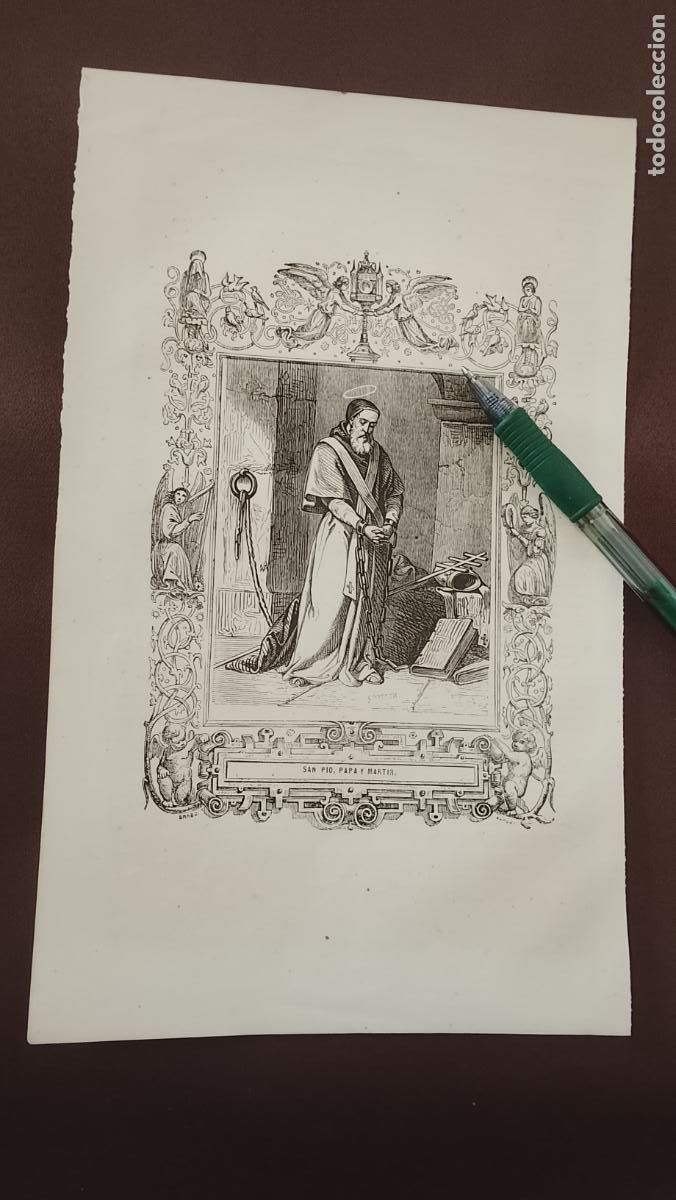 Arte: plancha Grabado LITOGRAFICO del a&ntilde;o 1849 - PAPA SAN PIO - MARTIR