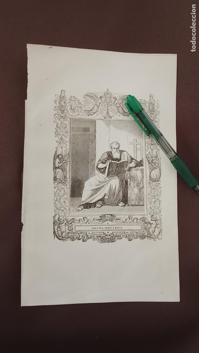 Arte: plancha Grabado LITOGRAFICO del a&ntilde;o 1849 - SAN CIRILO OBISPO Y MARTIR