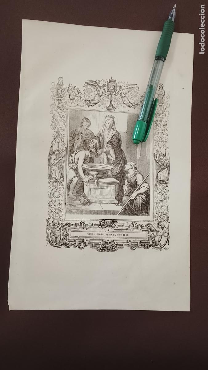 Arte: plancha Grabado LITOGRAFICO del a&ntilde;o 1849 - SANTA ISABEL REINA DE PORTUGAL