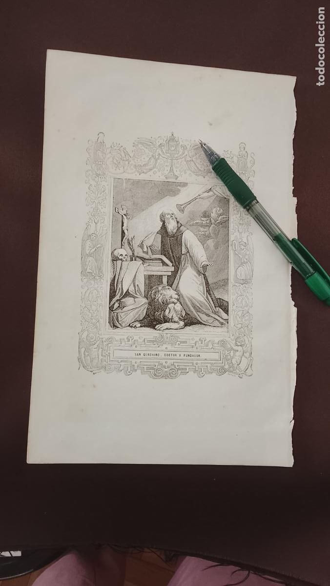 Arte: plancha Grabado LITOGRAFICO del a&ntilde;o 1849 - SAN GERONIMO DOCTOR