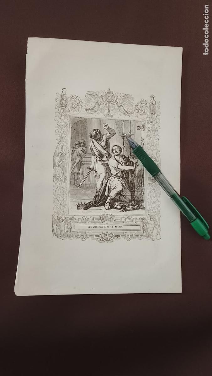Arte: plancha Grabado LITOGRAFICO del a&ntilde;o 1849 - SAN WENCELAO REY MARTIR