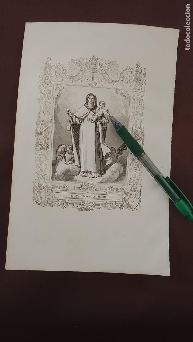 Arte: plancha Grabado LITOGRAFICO del a&ntilde;o 1849 - NUESTRA SE&Ntilde;ORA DE LAS MERCEDES VIRGEN DE LA MERCED