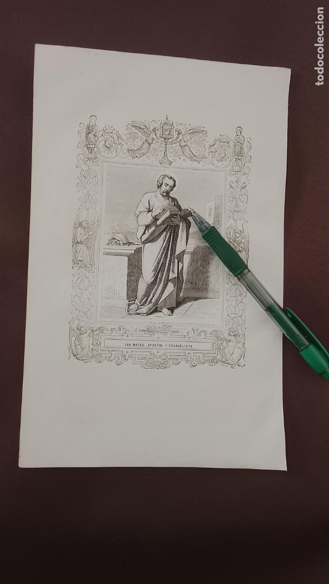 Arte: plancha Grabado LITOGRAFICO del a&ntilde;o 1849 - SAN MATEO EVANGELISTA