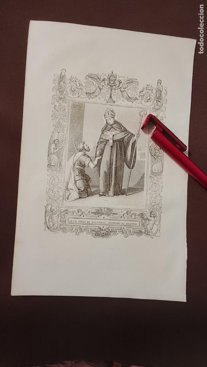 Arte: plancha Grabado LITOGRAFICO del a&ntilde;o 1849 - SANTO TOMAS DE VILLANUEVA ARZOBISPO DE VALENCIA