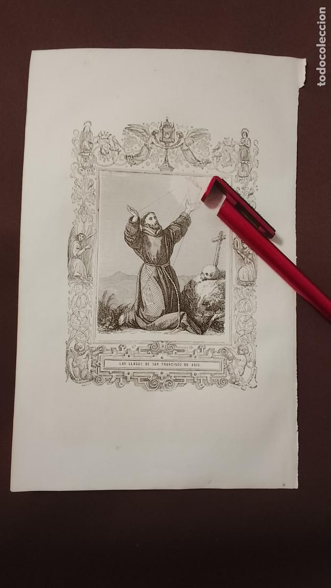 Arte: plancha Grabado LITOGRAFICO del a&ntilde;o 1849 - SAN FRANCISCO DE ASIS Y SUS LLAGAS