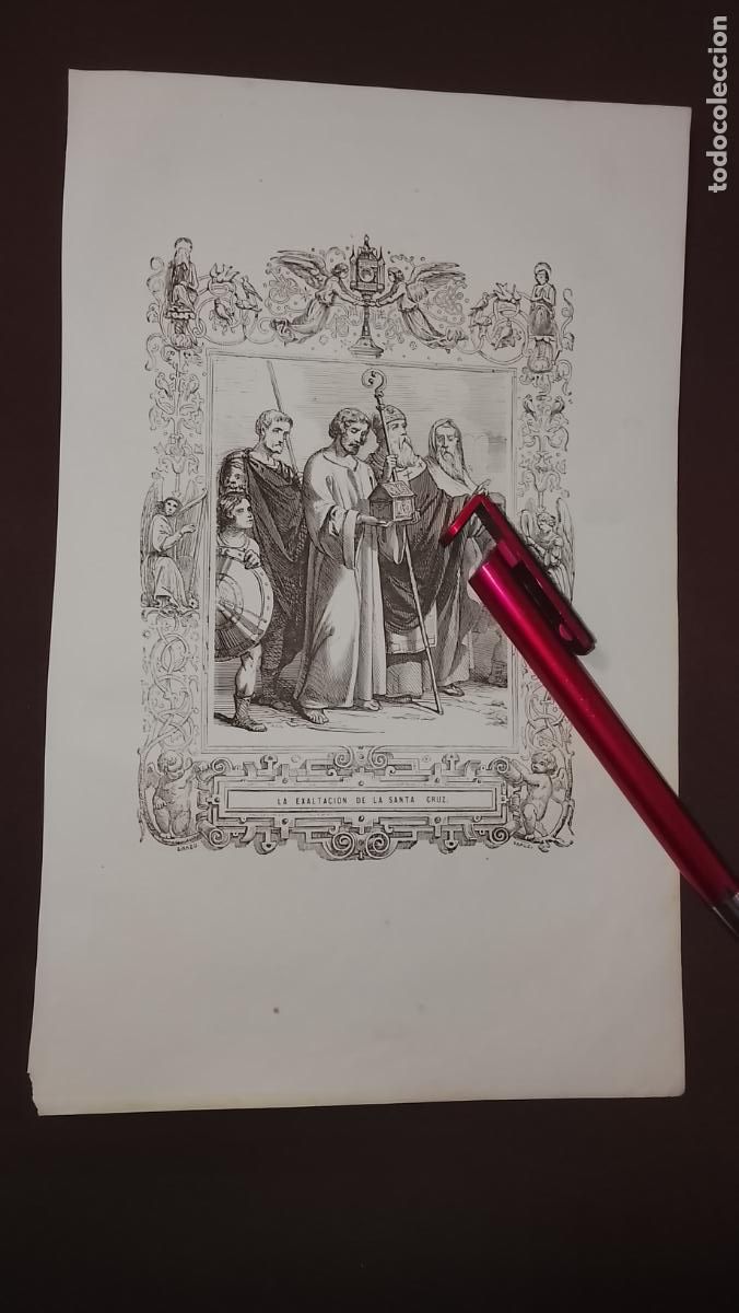 Arte: plancha Grabado LITOGRAFICO del a&ntilde;o 1849 - SAN - LA EXALTACION DE LA SANTA CRUZ