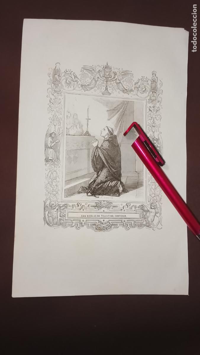 Arte: plancha Grabado LITOGRAFICO del a&ntilde;o 1849 - SAN NICOLAS DE TOLENTINO