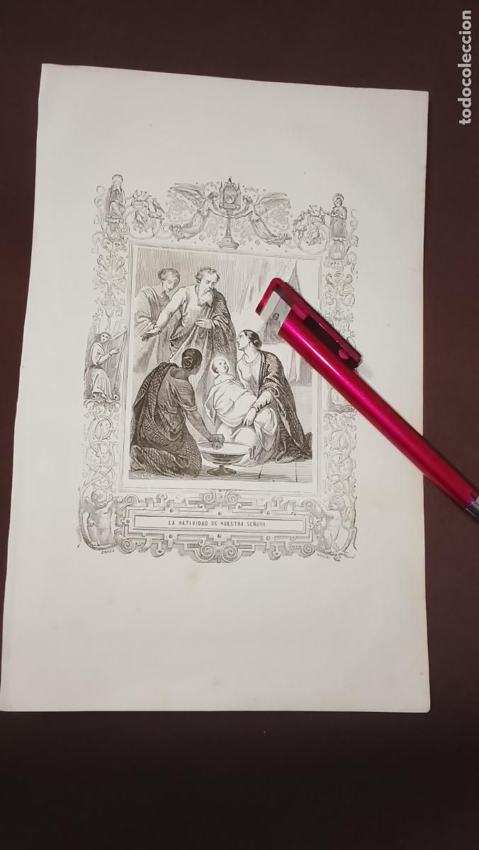 Arte: plancha Grabado LITOGRAFICO del a&ntilde;o 1849 - LA NATIVIDAD DE NUESTRA SE&Ntilde;ORA LA VIRGEN NI&Ntilde;O JESUS