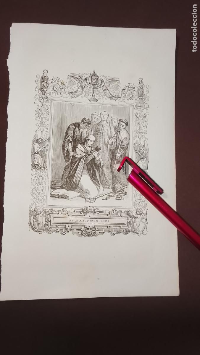 Arte: plancha Grabado LITOGRAFICO del a&ntilde;o 1849 - EL OBISPO SAN LORENZO JUSTINIANO