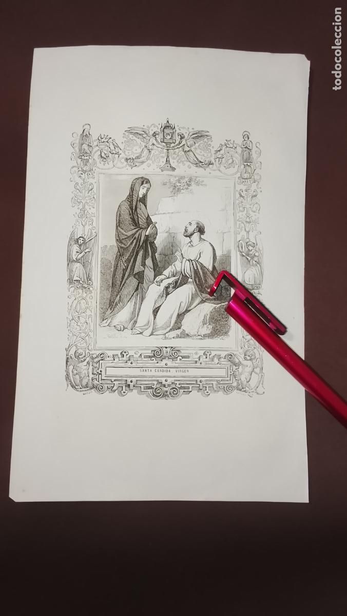 Arte: plancha Grabado LITOGRAFICO del a&ntilde;o 1849 - SANTA CANDIDA VIRGEN