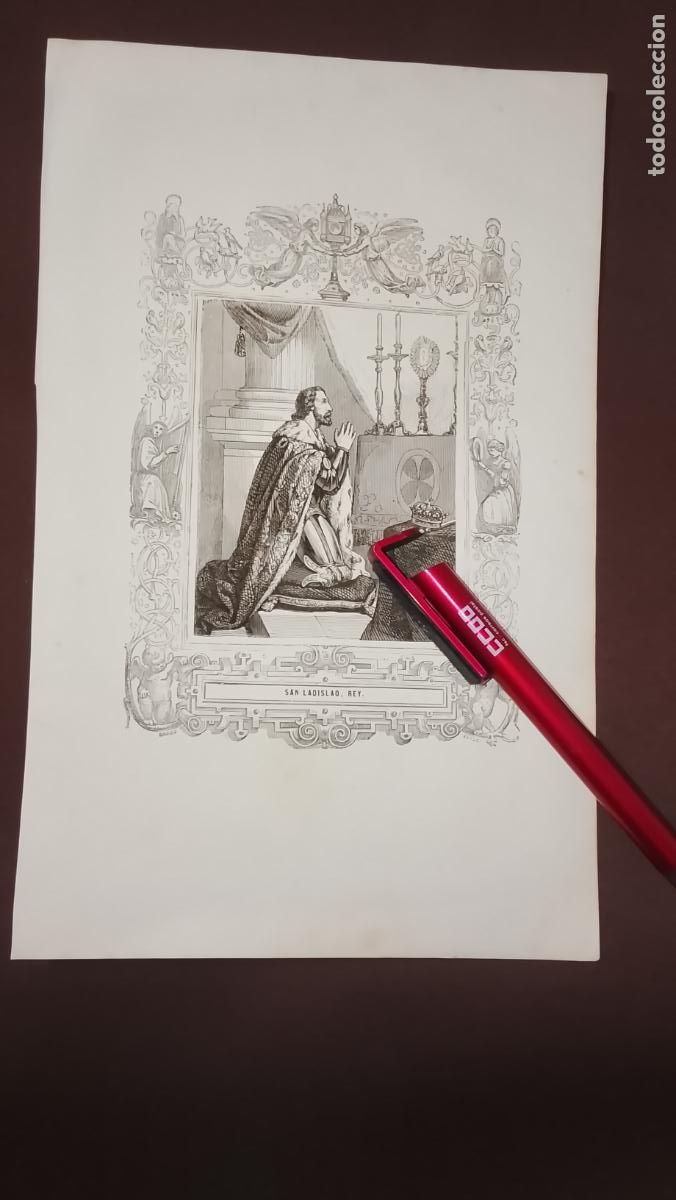 Arte: plancha Grabado LITOGRAFICO del a&ntilde;o 1849 - SAN LADISLAO REY