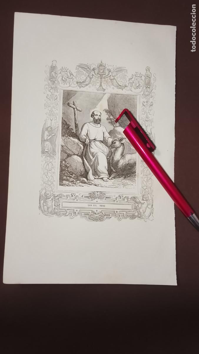 Arte: plancha Grabado LITOGRAFICO del a&ntilde;o 1849 - SAN GIL ABAD