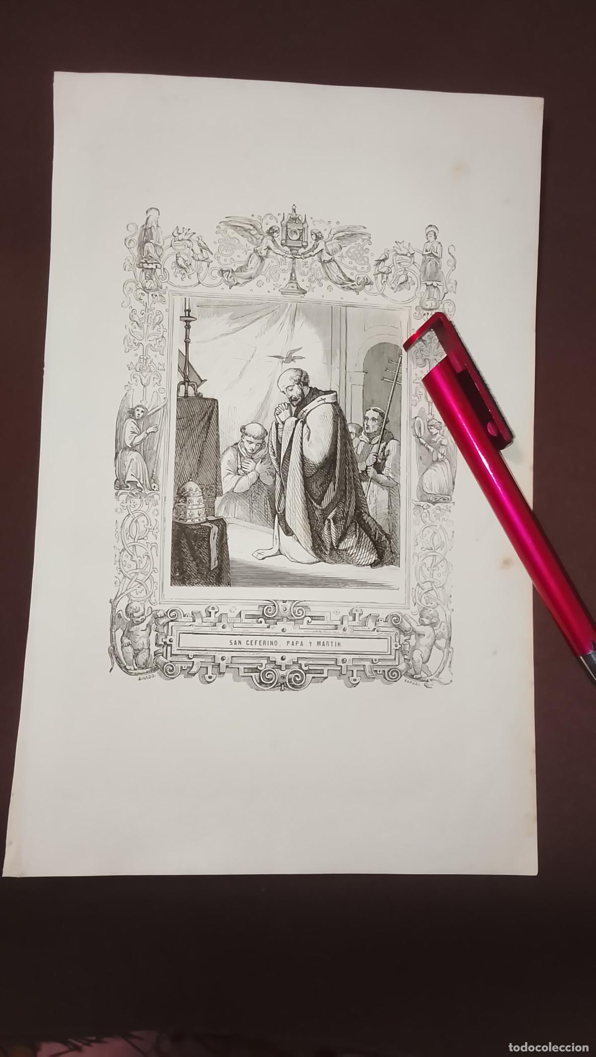 Arte: plancha Grabado LITOGRAFICO del a&ntilde;o 1849 - SAN CEFERINO PAPA