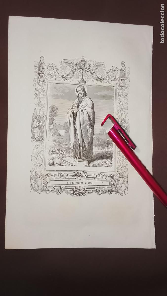 Arte: plancha Grabado LITOGRAFICO del a&ntilde;o 1849 - SAN BARTOLOME