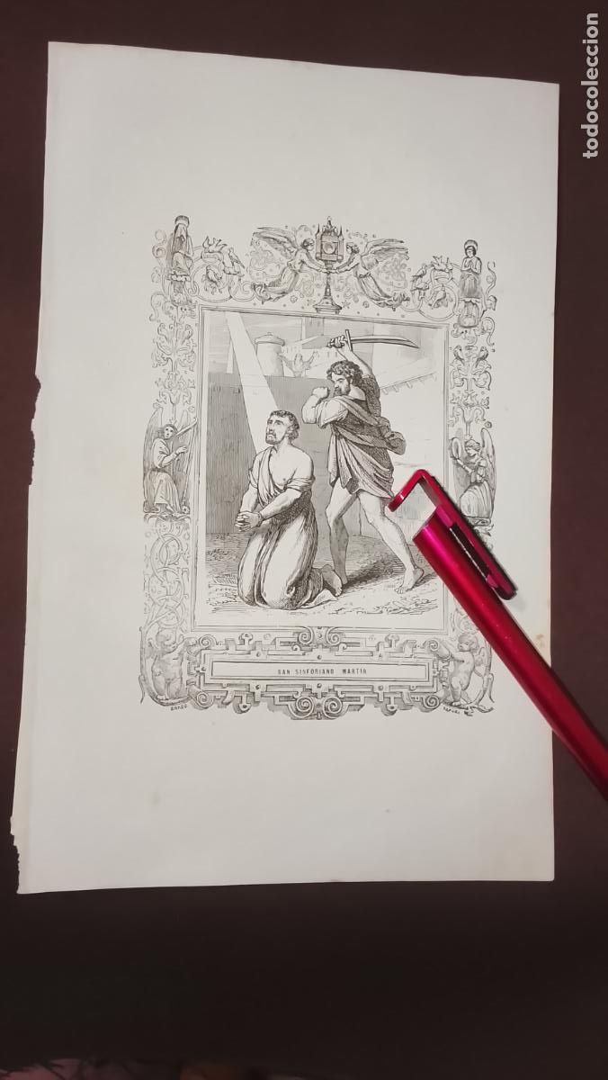 Arte: plancha Grabado LITOGRAFICO del a&ntilde;o 1849 - SAN SINFORIANO