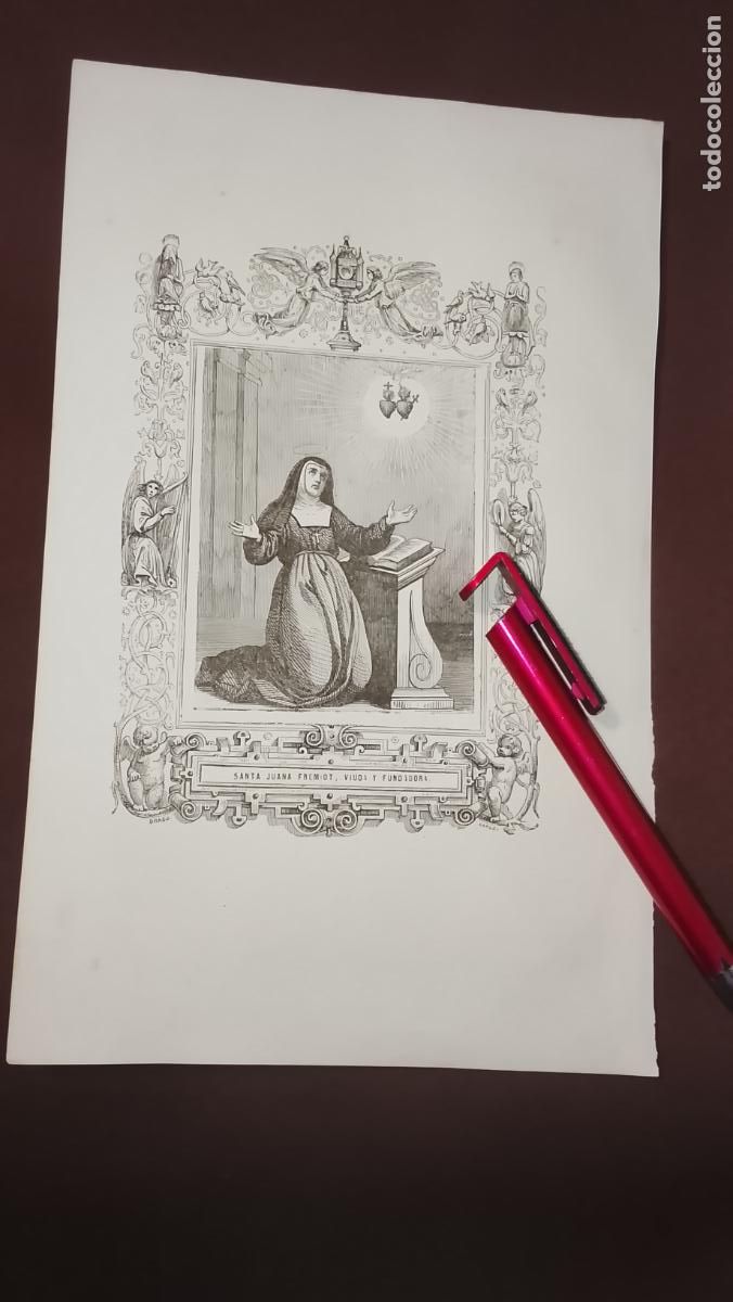 Arte: plancha Grabado LITOGRAFICO del a&ntilde;o 1849 - SANTA JUANA FREMIOT VIUDA Y FUNDADORA