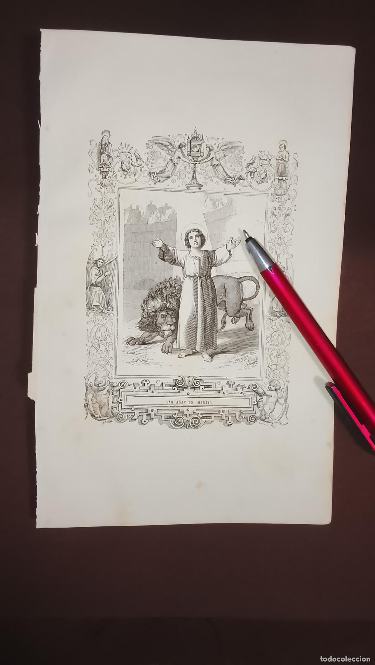 Arte: plancha Grabado LITOGRAFICO del a&ntilde;o 1849 - SAN AGAPITO