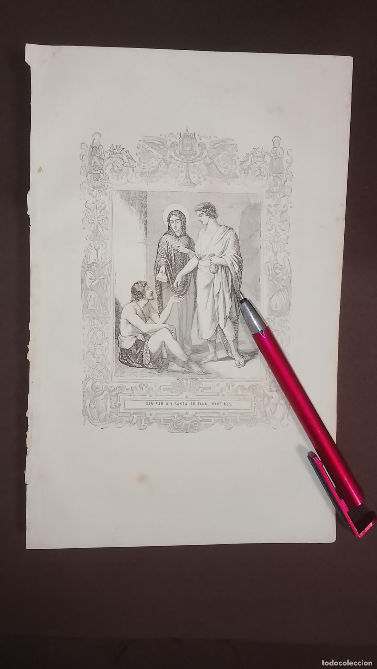 Arte: plancha Grabado LITOGRAFICO del a&ntilde;o 1849 - SAN PAULO Y SANTA JULIANA
