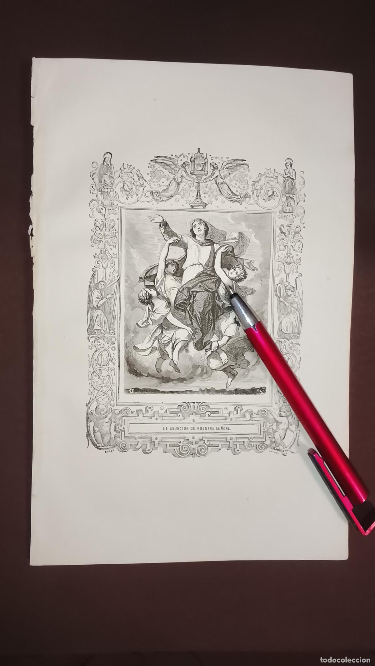 Arte: plancha Grabado LITOGRAFICO del a&ntilde;o 1849 - LA ASUNCION DE LA VIRGEN NUESTRA SE&Ntilde;ORA