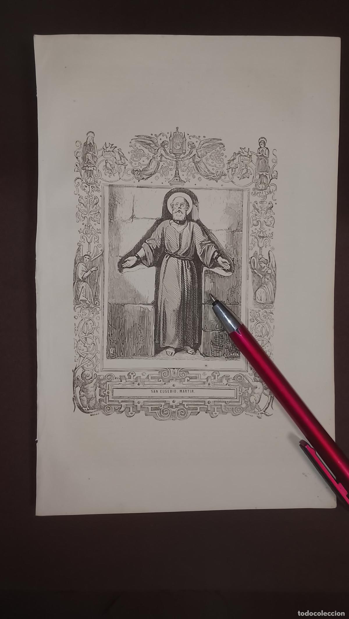 Arte: plancha Grabado LITOGRAFICO del a&ntilde;o 1849 - SAN EUSEBIO