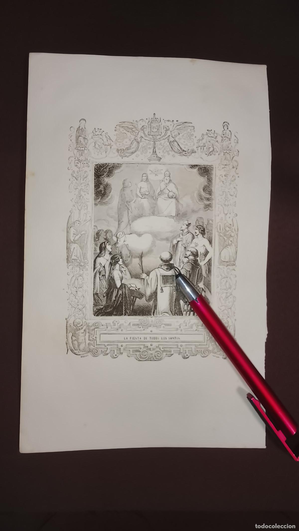 Arte: plancha Grabado LITOGRAFICO del a&ntilde;o 1849 - LA FIESTA DIA DE TODOS LOS SANTOS
