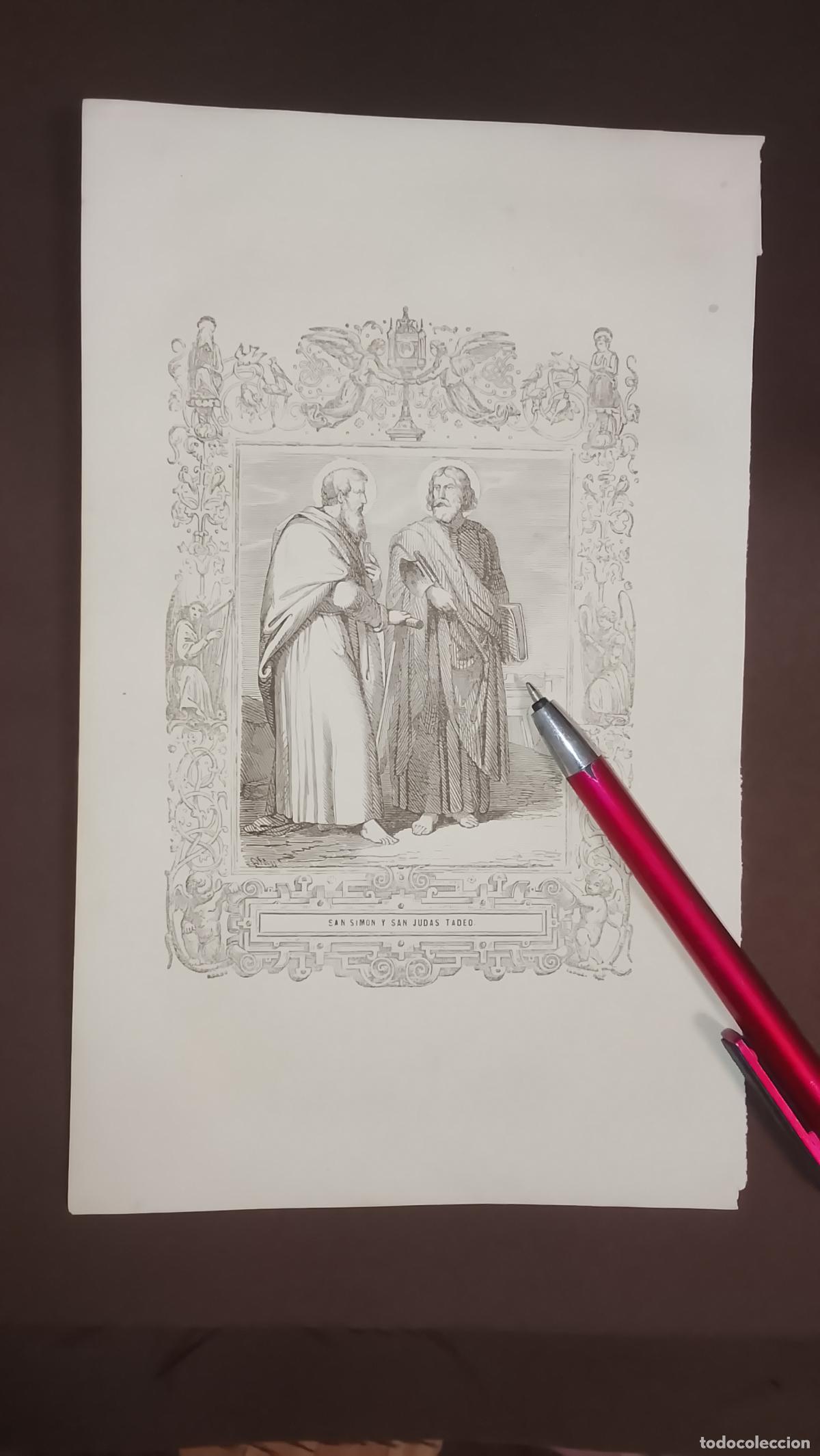 Arte: plancha Grabado LITOGRAFICO del a&ntilde;o 1849 - SAN SIMON Y SAN JUDAS TADEO