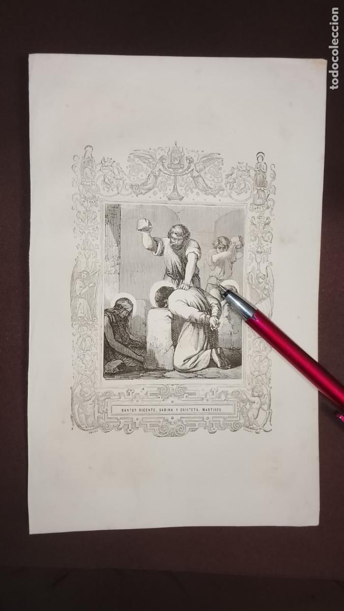Arte: plancha Grabado LITOGRAFICO del a&ntilde;o 1849 - SANTOS SAN VICENTE SABINA Y CRISTETA MARTIRES