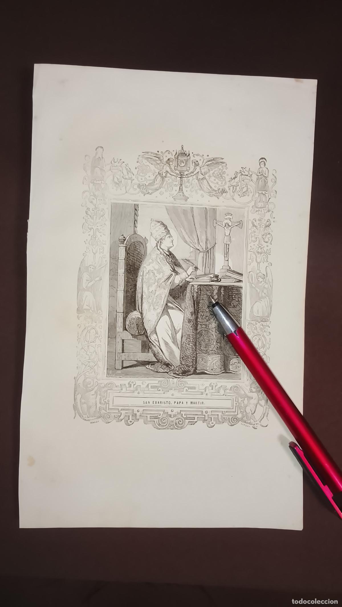 Arte: plancha Grabado LITOGRAFICO del a&ntilde;o 1849 - SAN EVARISTO PAPA
